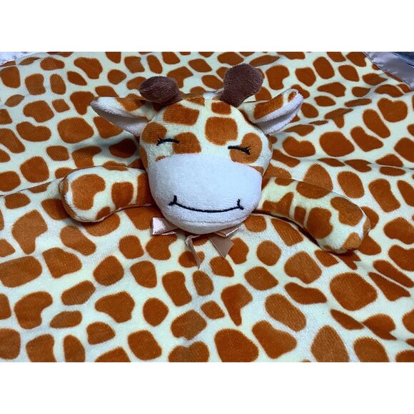 Giraffe Baby Lovey Blanket With Satin Trim & Plush Toy - Picture 3 of 5